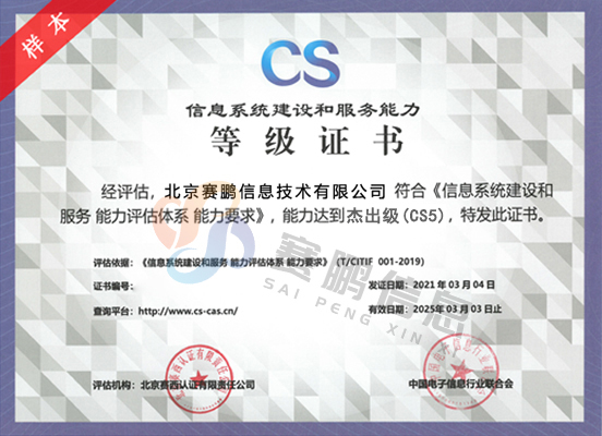 CS5級（杰出級）信息系統(tǒng)建設(shè)和服務(wù)能力評估體系